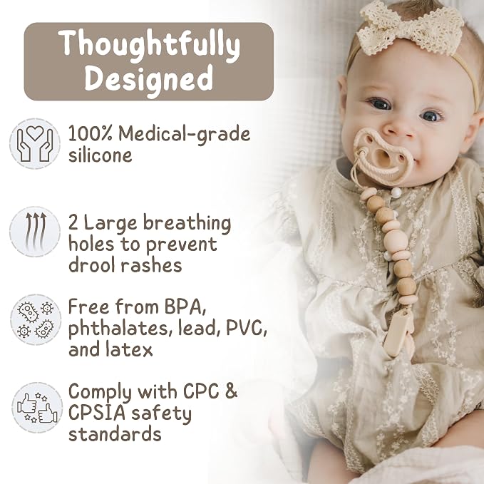 Mila & Lulu Round Silicone Pacifiers – 100% Food-Grade, One-Piece Design - Image 4