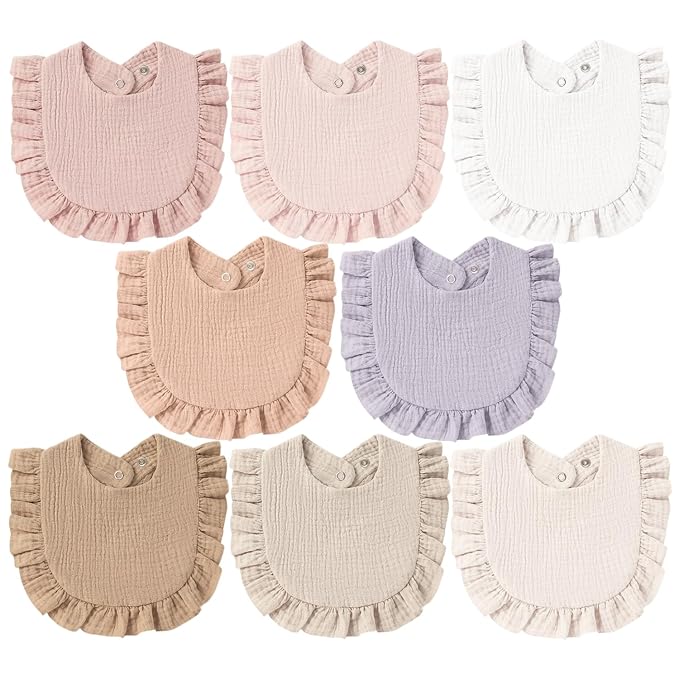 8-Pack Muslin Baby Bandana Drool Bibs by MairMore