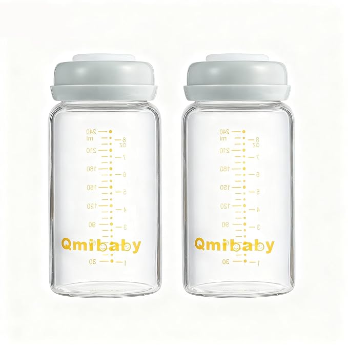 Breast Milk Storage Bottles 240ml 8oz BPA-Free Leak-Proof Baby Bottle by Qmibaby