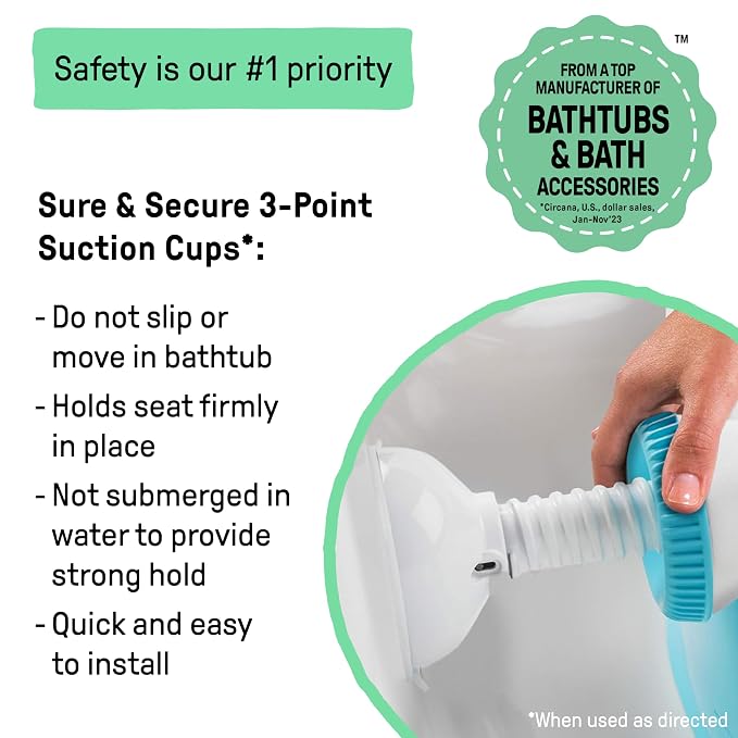 Ingenuity My Bath Seat for Sit-Up Baby Bathing, Sure & Secure Suction Cups - Image 7