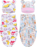 Cinaci 2 Pieces Adjustable Soft Cotton Baby Swaddle Sleep Sacks Hats Newborn by Cinaci