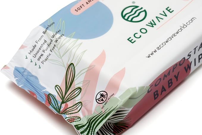 Eco Wave Baby Wipes, 100% Compostable Eco-Friendly Bamboo Wipes, Hypoallergenic - Image 9