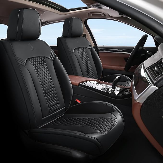 Doogo Seat Covers Full Set, Leather Car Seat Covers Luxury Waterproof Truck - Image 2