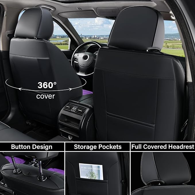 Coverado Car Seat Covers Full Set, Car Seat Protectors Leather Seat Covers - Image 2