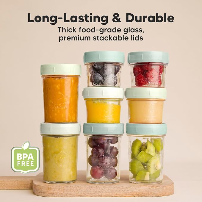 KeaBabies 4pk 8oz & 4pk 4oz Glass Baby Food Containers - Image 4