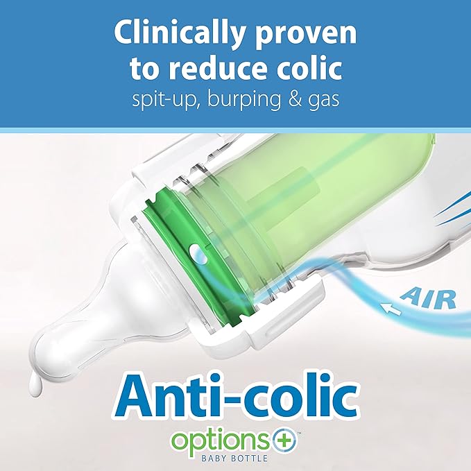 Dr. Brown’s Natural Flow® Anti-Colic Options+™ Narrow Baby Bottles, 8 oz/250ml - Image 3