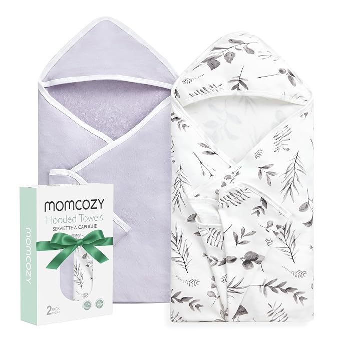 Momcozy Hooded Baby Towel, 2 Pack and Cotton Bath Towel by Momcozy