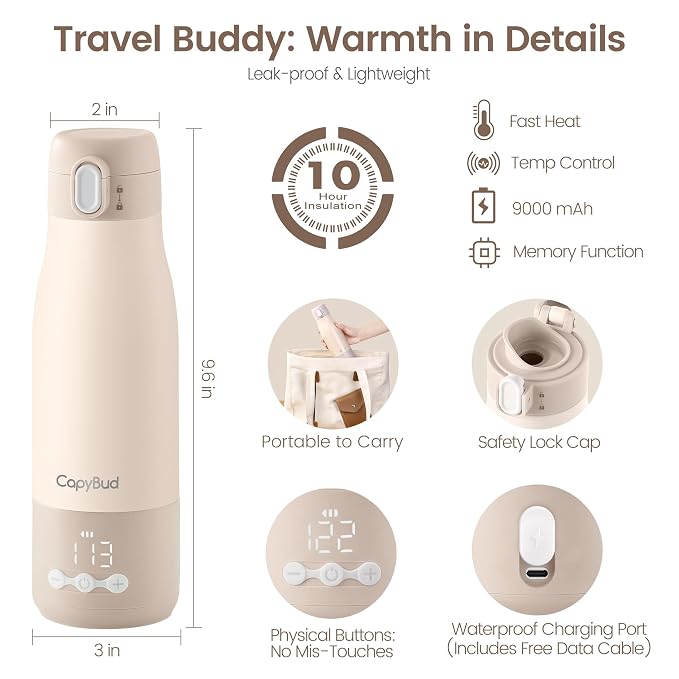 Portable Bottle Warmer for Travel, 12 Oz Milk Warmer for Breastmilk Formula - Image 4