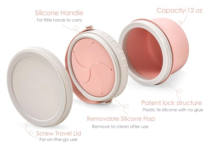 No Spill Silicone Toddler Snack Containers, Detachable Silicone Flap - Image 3
