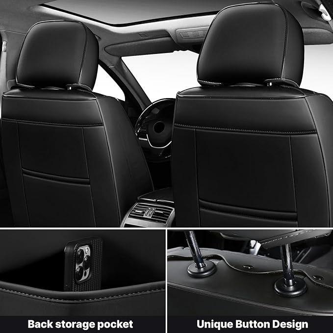 Car Seat Covers, Waterproof Nappa Leather Automotive Seat Covers Full Set - Image 3