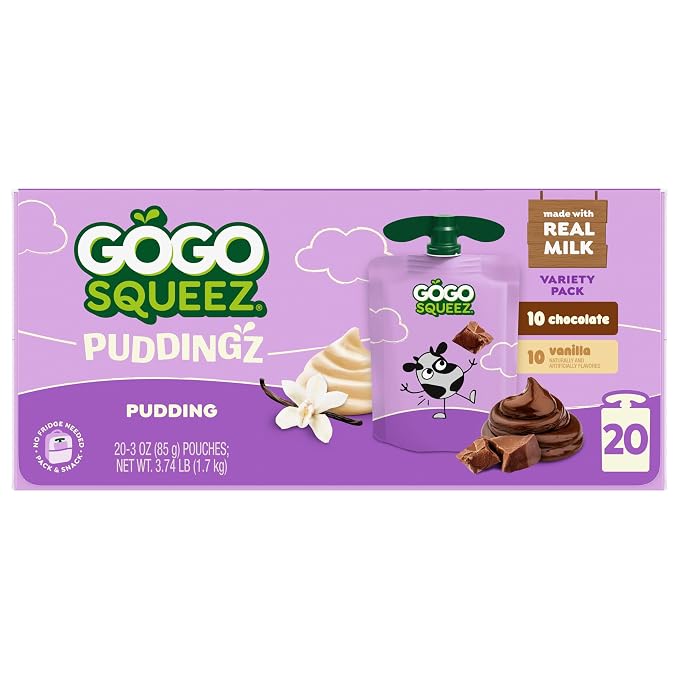 GoGo squeeZ PuddingZ Variety Pack, On-the-Go Chocolate and Vanilla Pudding - Image 2