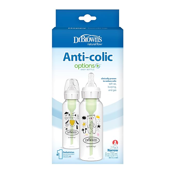 Dr. Brown's Natural Flow Anti-Colic Options+ Narrow Baby Bottle, Bear & Owl - Image 8