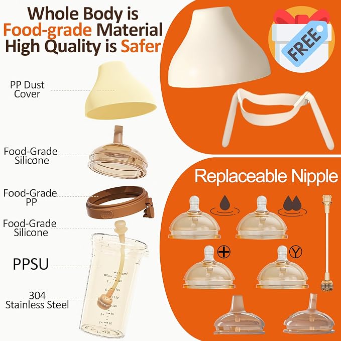 PPSU Baby Bottle, Bottles for Breastfed Babies, Flip-top Anti-Colic Baby - Image 8
