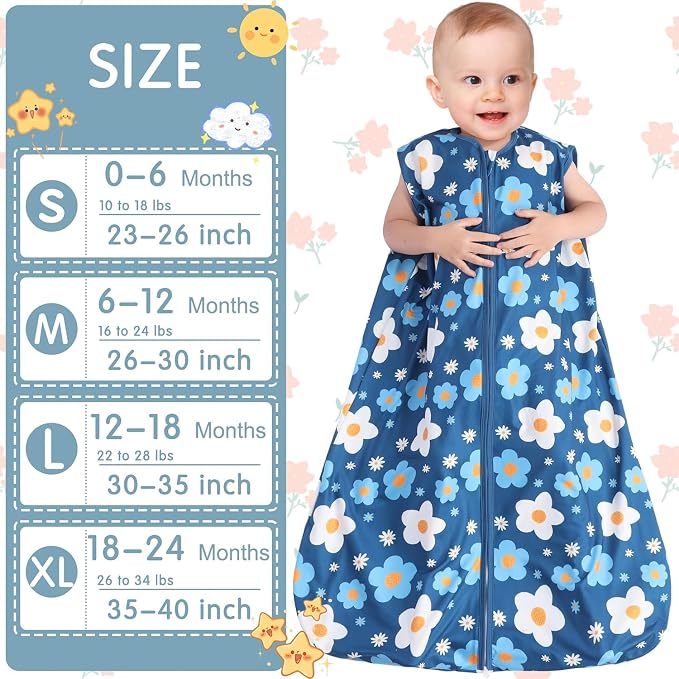 3 Pack Baby Sleep Sack 100% Rayon Cotton Baby Sleeping Bag 2-Way Zipper Toddler - Image 6