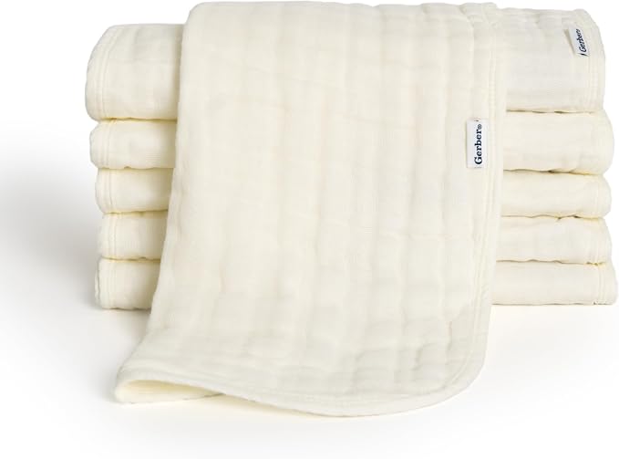 Gerber Baby Unisex Muslin Burp Cloths 6-Pack, Large Size 20" x 10" by Gerber