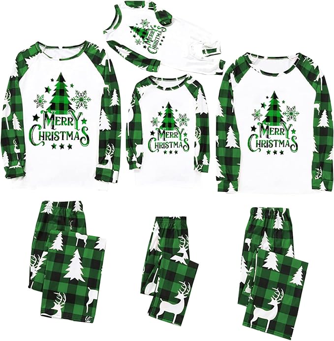 Awoscut Christmas Family Matching Pajamas Christmas Pjs Holiday Nightwear - Image 4