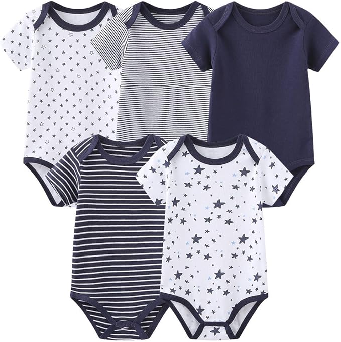 Chamie Newborn Baby Cute Design Bodysuit Short Sleeve One-Piece Baby Clothes - Image 5