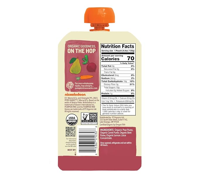 Pumpkin Tree Peter Rabbit Organics Beet, Carrot and Pear, 4.4 Ounce - Image 2