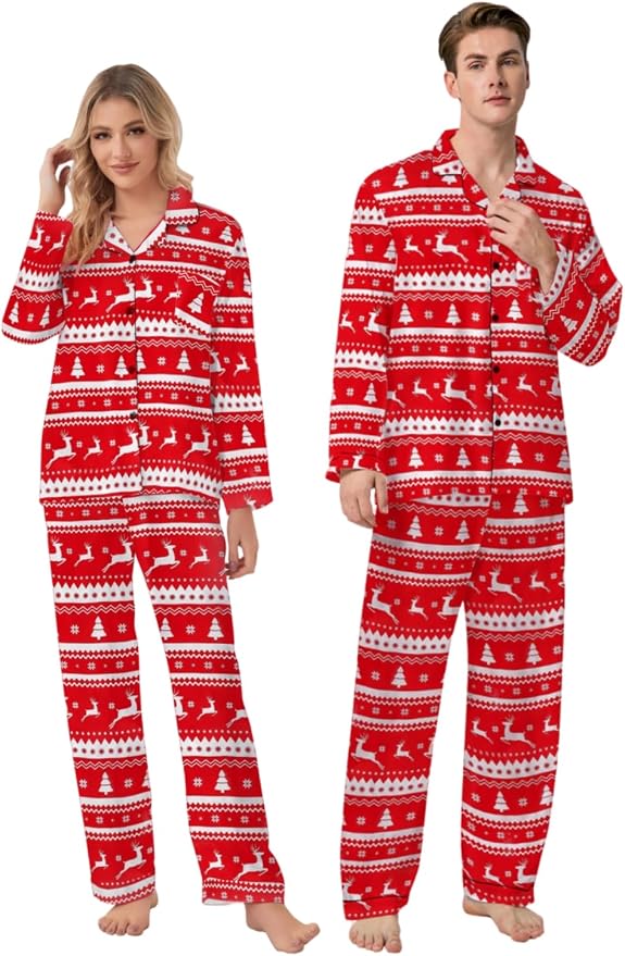 Schbbbta Family Matching Pajamas Holiday Sleepwear Long Sleeve Pjs Sets - Image 2