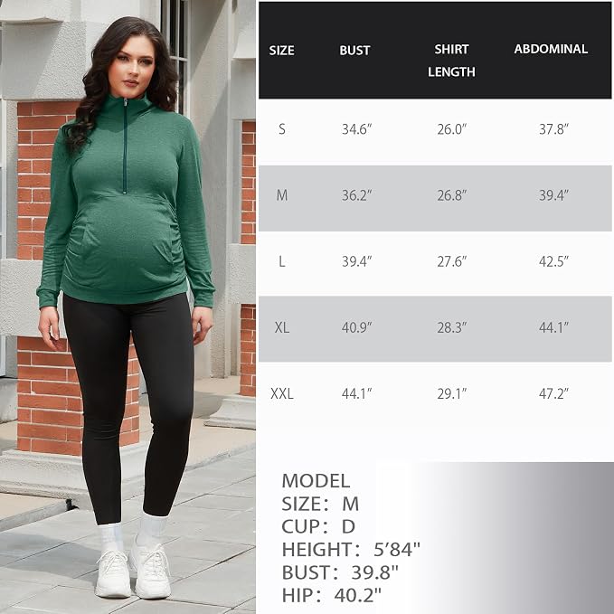 GINKANA Maternity Women's Long Sleeve Shirt Half Zipper Lapel Lightweight - Image 8