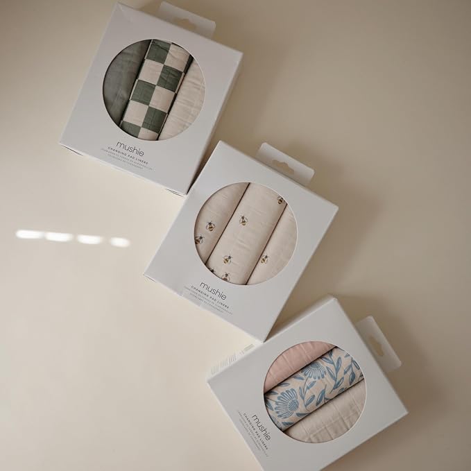 mushie Waterproof Changing Pad Liners | 100% Organic Cotton | Set of 3 - Image 2