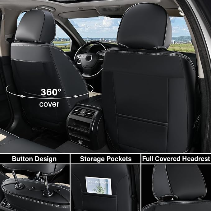Coverado Seat Covers, Car Seat Covers Full Set, Leather Seat Covers - Image 2