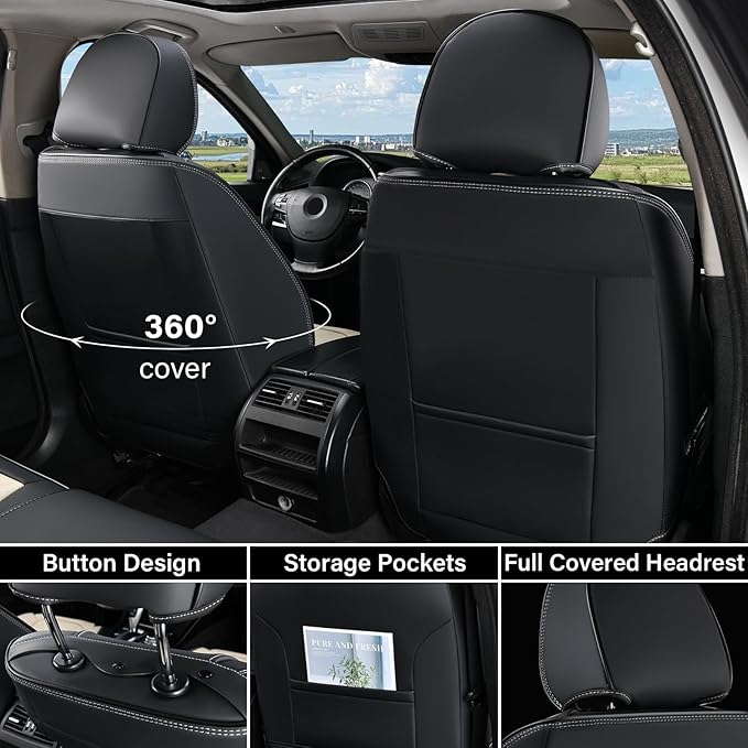 Coverado Front Seat Covers, Car Seat Covers Front Seats, Leather Seat Covers - Image 2
