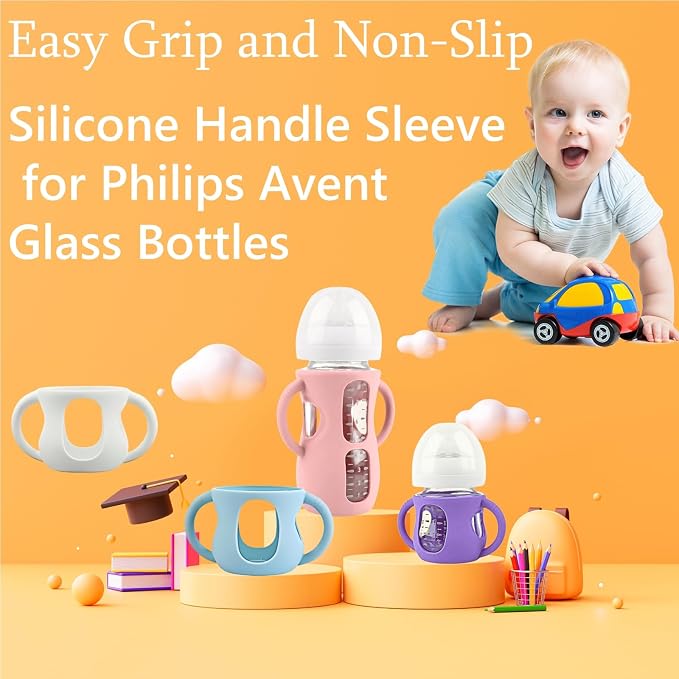 4 Pack Silicone Sleeves for Avent Natural Glass Baby Bottles, Silicone and - Image 6
