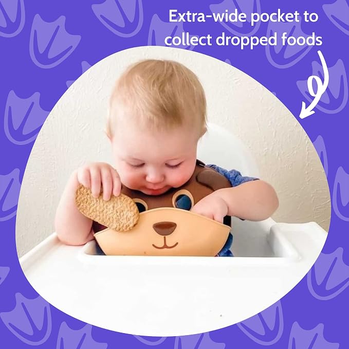 Silly Goose Set of 2 Silicone Animal Baby Bibs - Image 5
