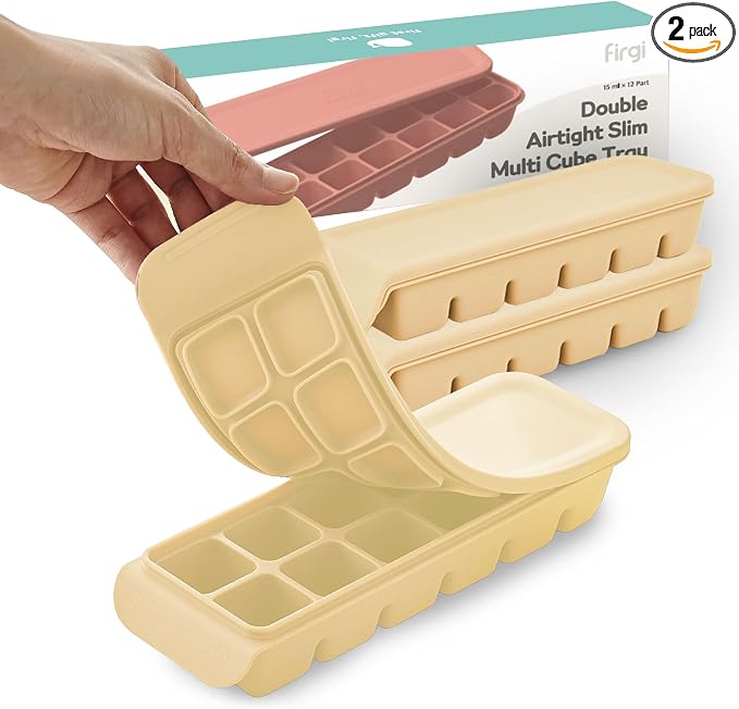 Silicone Freezer Trays with Lid, 2ea 0.7oz 12 Cube-Leak Proof Silicone Freezer by FIRGI-FirstGift