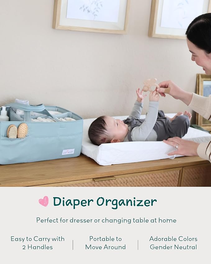 Lily Miles Baby Diaper Caddy Organizer, Wipeable Diaper Organizer Basket - Image 3