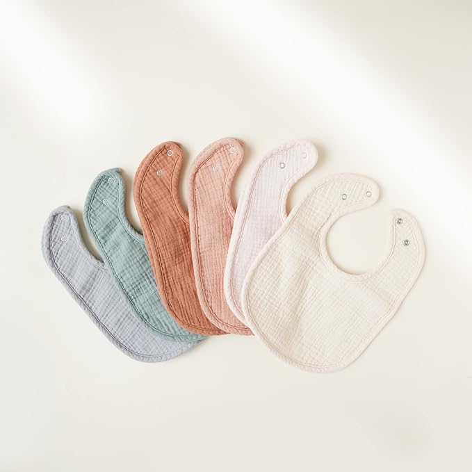 Konssy 6-Pack Muslin Baby Bibs for Boys & Girls, Soft Cotton Absorbent Bandana - Image 2