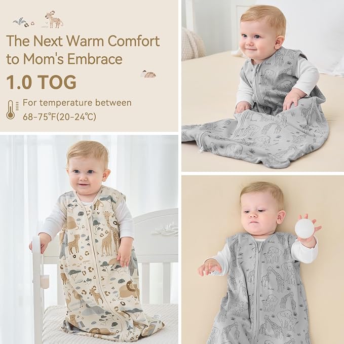 Baby Sleep Sack 12-18 Months 1.0 Tog Baby Wearable Blanket 100% Cotton Sleeping - Image 6