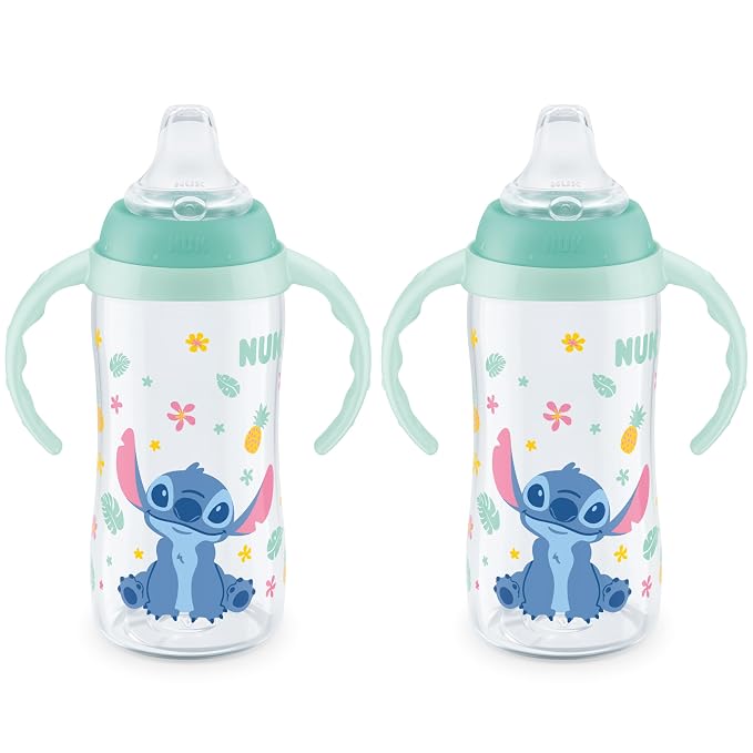 NUK Learner Cup, 10 Oz, Disney's Stitch – Soft Spout, Easy-Grip Handles by NUK