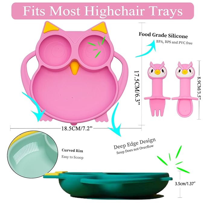Silicone Baby Feeding Set, Baby Led Weaning Supplies Baby Silicone Suction - Image 3
