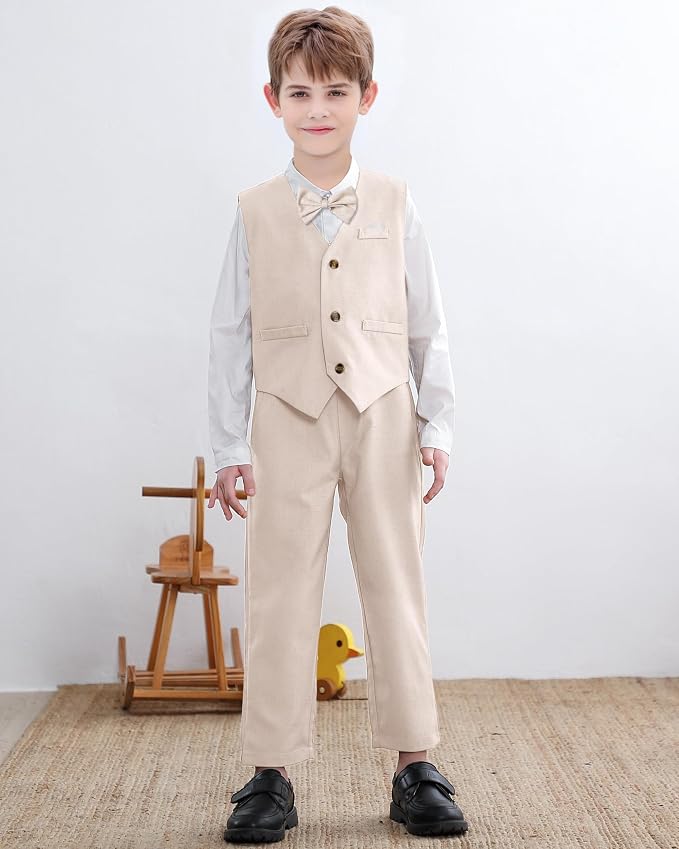 SANGTREE Boys Cotton Linen Suit Formal Set Baby Clothes Boy Gentleman Wedding - Image 3
