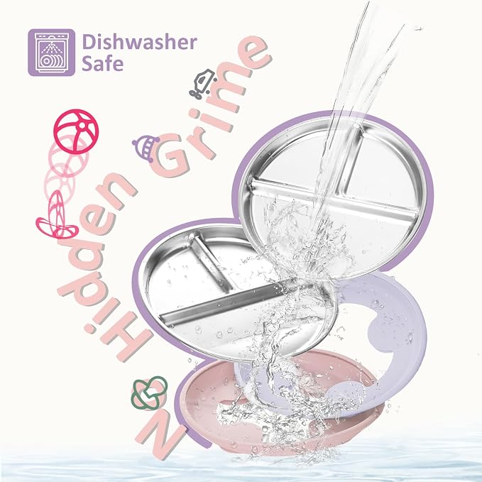 Stainless Steel Suction Plates for Toddlers, Non Toxic Non Slip Portion Control - Image 6