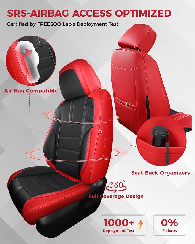FREESOO Red Black Car Seat Covers Full Set - Image 3