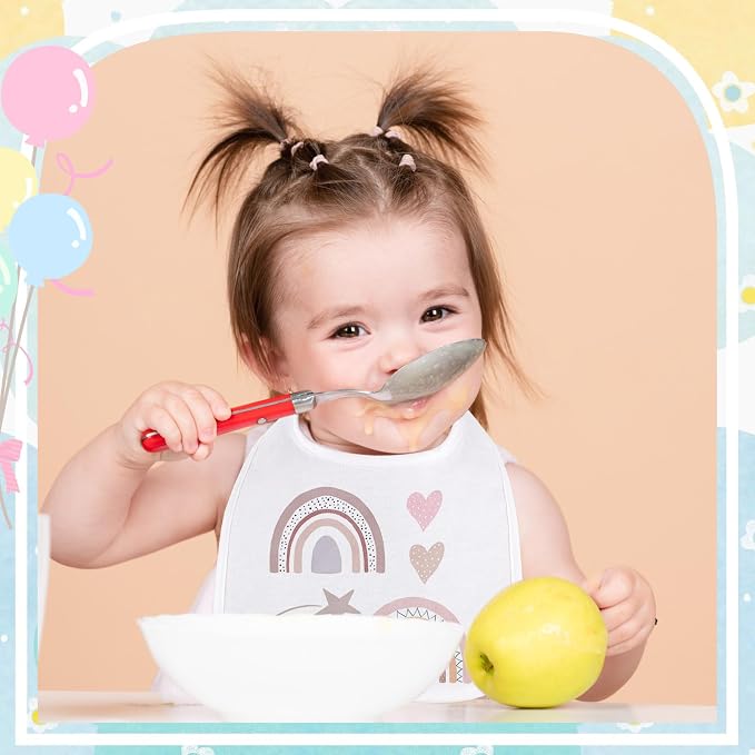 Toulite 6 Pcs White Bibs for Baby Washable Reusable Waterproof Cotton Feeder - Image 3