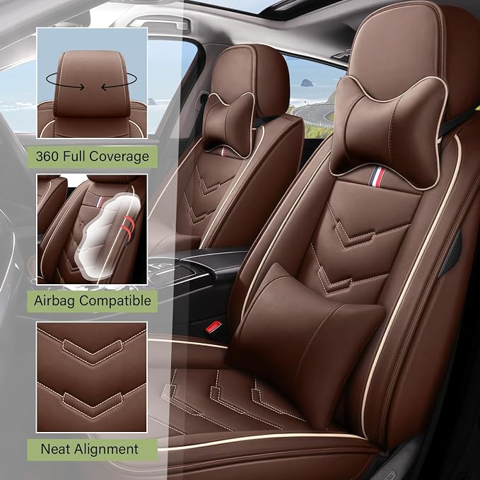 Leather Car Seat Covers Fit for LR LR4 2009-2016, 5 Seater Waterproof and - Image 2