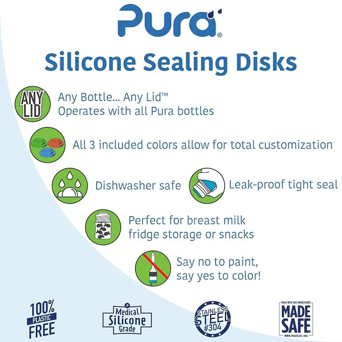 Pura Kiki Bottle Silicone Sealing Disks | Plastic-Free, Medical Grade, - Image 2