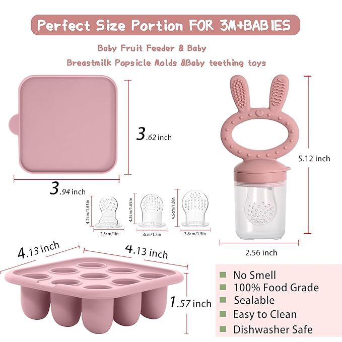 WAJIAYON Easter Bunny Baby Breastmilk Popsicle Molds & Baby Fruit Feeder - Image 3