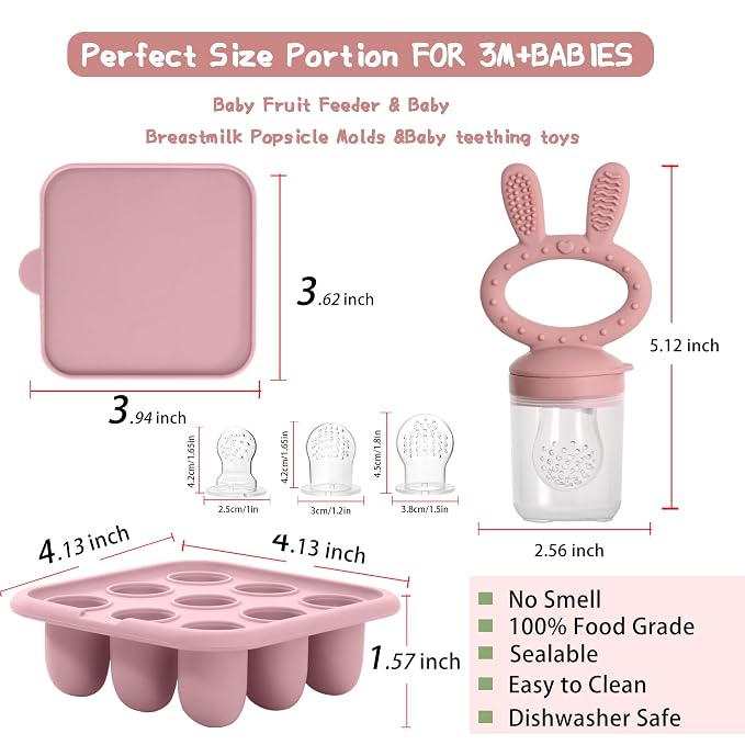 WAJIAYON Baby Breastmilk Popsicle Molds & Baby Fruit Feeder, Baby Food Freezer - Image 3