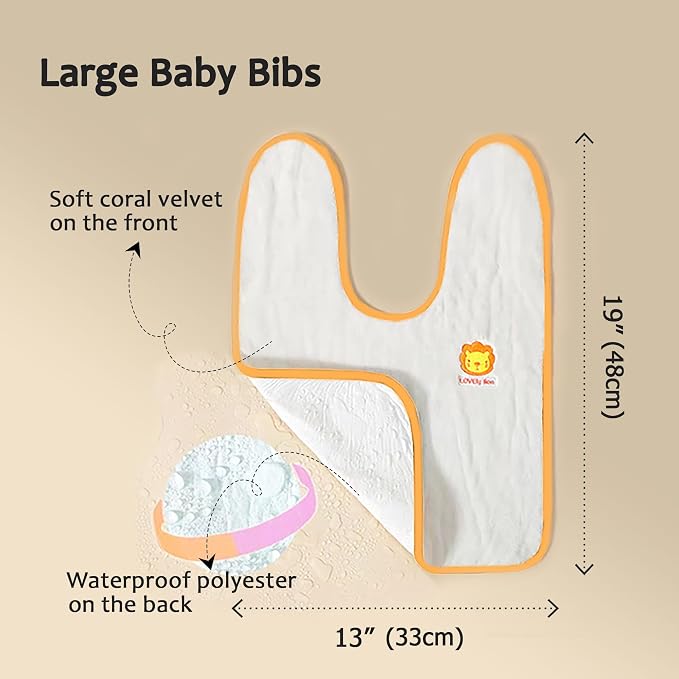 Bibs, Extra large bibs for Toddlers, Towel Bibs, Waterproof and super absorbent. - Image 5