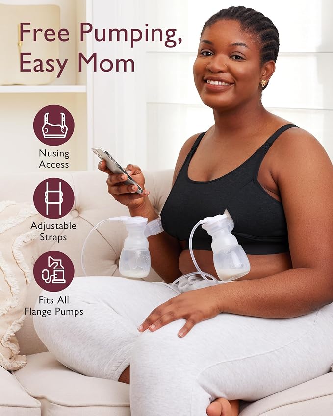 Momcozy Pumping Bra, Pumping Bra Hands Free All Day Wear Pumping & Nursing Bra - Image 2