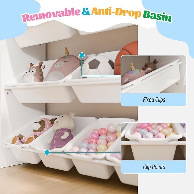 White Toy Storage Organizer, Toy Organizers and Storage Bins, Toy Storage Shelf - Image 7