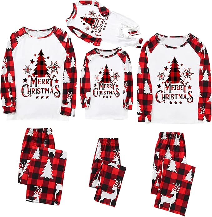 Awoscut Christmas Family Matching Pajamas Christmas Pjs Holiday Nightwear - Image 6