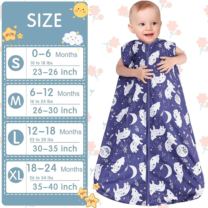 3 Pack Baby Sleep Sack 100% Rayon Cotton Baby Sleeping Bag 2-Way Zipper Toddler - Image 6