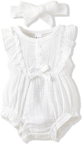 Renotemy Newborn Infant Baby Girl Clothes Rompers Summer Jumpsuits Short Sleeve by Renotemy