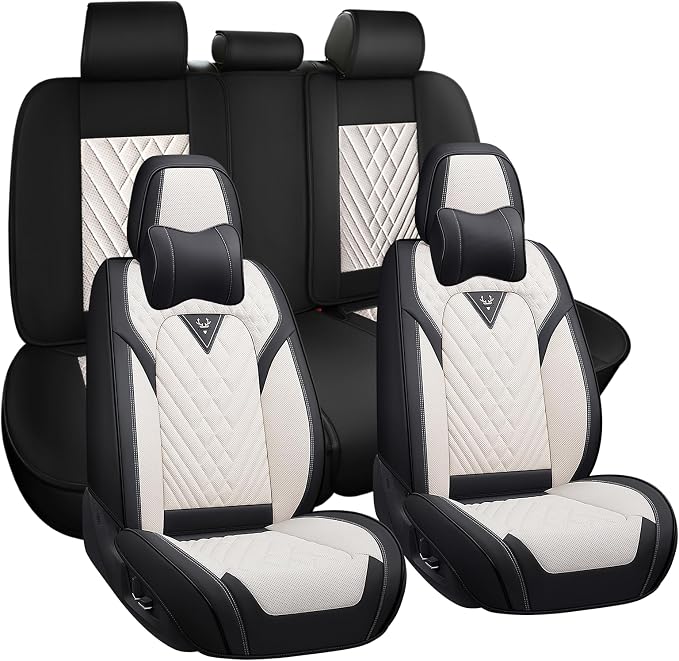 Car Seat Covers, Waterproof PU Leather Automotive Seat Covers Full Set by Unknown